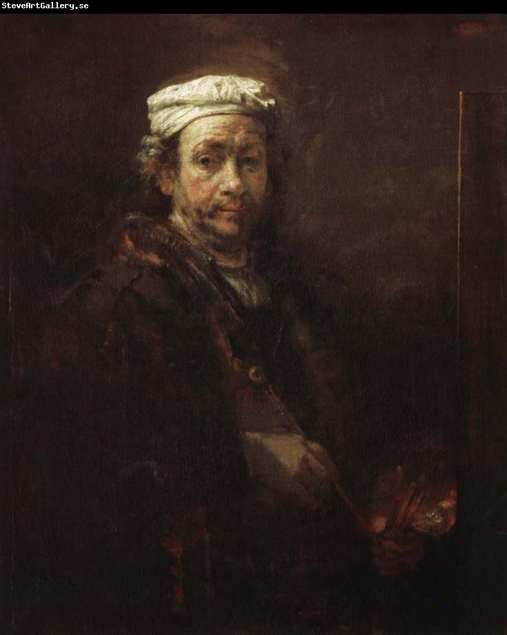 Rembrandt van rijn Easel in front of a self-portrait